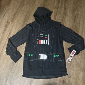Star Wars Disney Darth Vader Boys Black Full Zip Hoodie Jacket Removable Cape XL